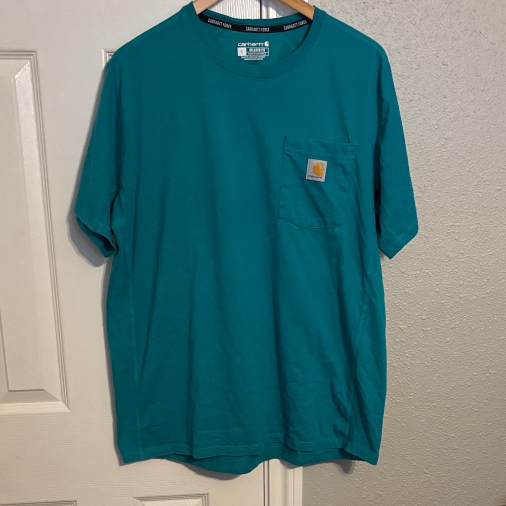 Carhartt Men's Aqua Short Sleeve Pocket Relaxed Fit Tee Size Large